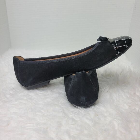 Vionic Minna Women's Size 8.5 Ballet Flat Black Cap Toe Crocodile Bow Shoes - Picture 5 of 10